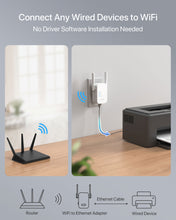 Load image into Gallery viewer, ioGiant WiFi to Ethernet Adapter Connects to a WiFi Router and Delivers Wired Connection for an Ethernet-only Device Works as a WiFi Bridge Easy to Use No Driver Software Is Needed