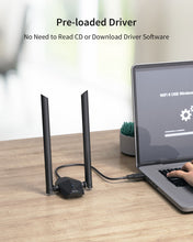 Load image into Gallery viewer, ioGiant AX1800 High Gain USB WiFi 6 Adapter Supports Windows 11 and 10 with Preload Driver No Need to Download Driver Software