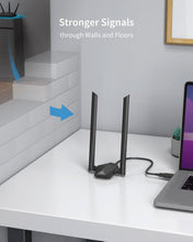 Load image into Gallery viewer, ioGiant AX1800 High Gain USB WiFi 6 Adapter Delivers Stronger Signals Through Walls and Floors
